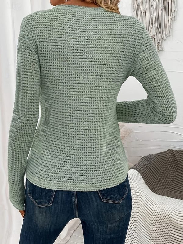 Women's T Shirt Cut Out Plain Fashion Modern Casual Long - Image 11