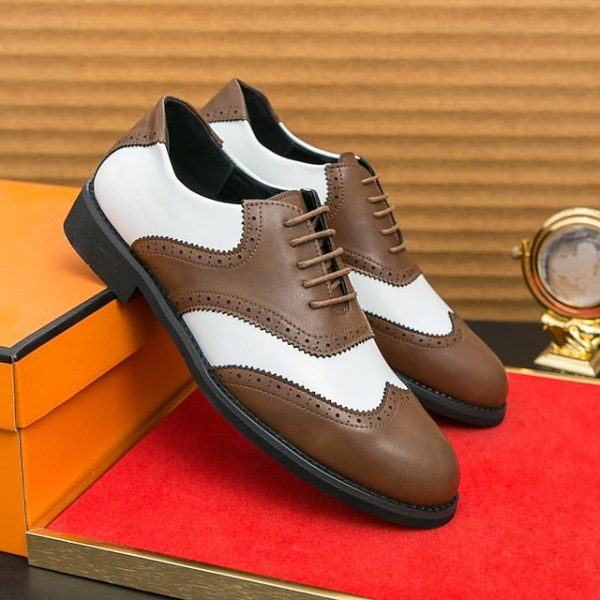 Wingtip Brogue in Two-Tone Oxford and White Men's Shoes - Image 5