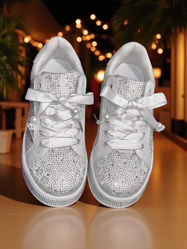Lace-Up Women's Rhinestone Glamorous Sparkly Sneakers - - Image 6