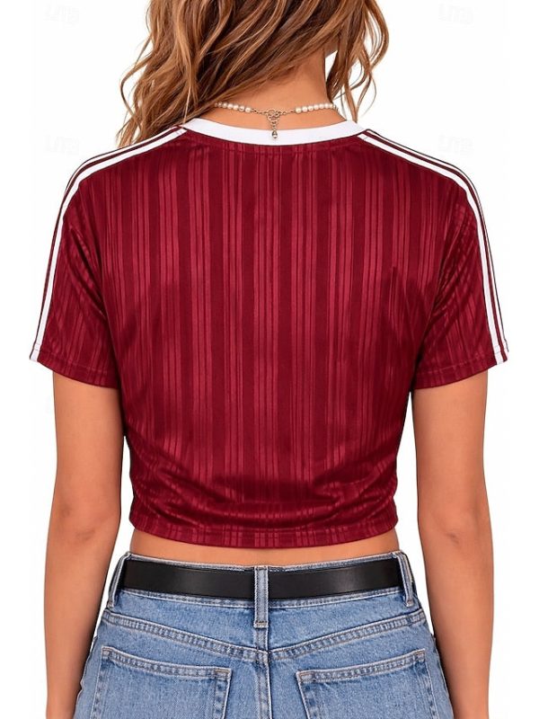 Women's Petite Sports T-Shirt Jersey Color Block Striped - Image 2