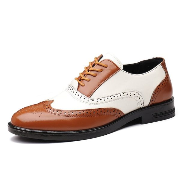 Burgundy Oxford Men's Wingtip Brogue Shoes White and - Image 3