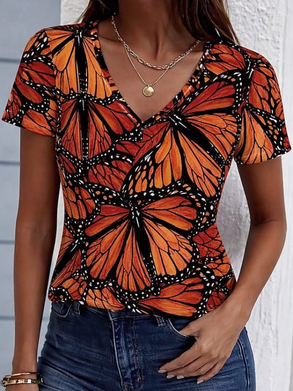 Women's T Shirt Print Graphic Leopard Butterfly Bohemia - Image 8